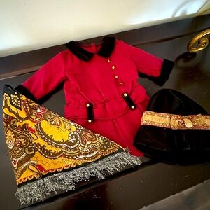 American Girl  Rebecca Rubin Burgundy Meet Dress, Shawl And Hat Retired EC